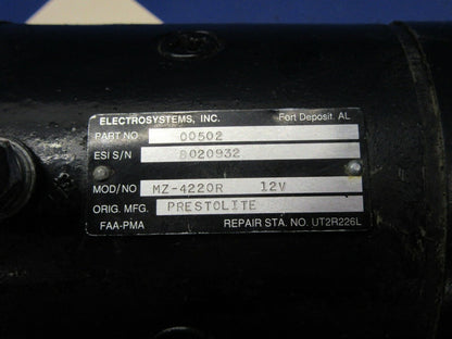 Prestolite MZ-4220R MZ-4220 Starter 12 Volt P/N 00502 Beech B19 Sport (0421-402)