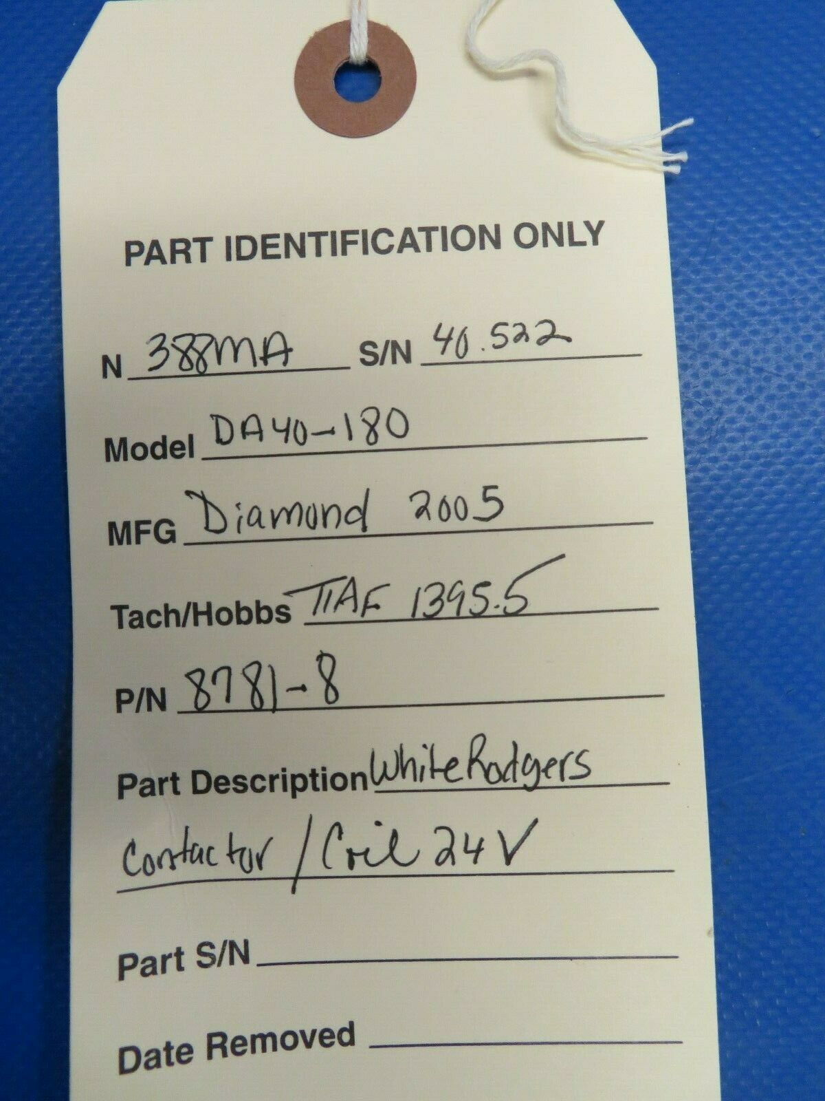 Diamond DA40-180 White Rodgers Contactor / Coil 24V 8781-8 (0120-380)