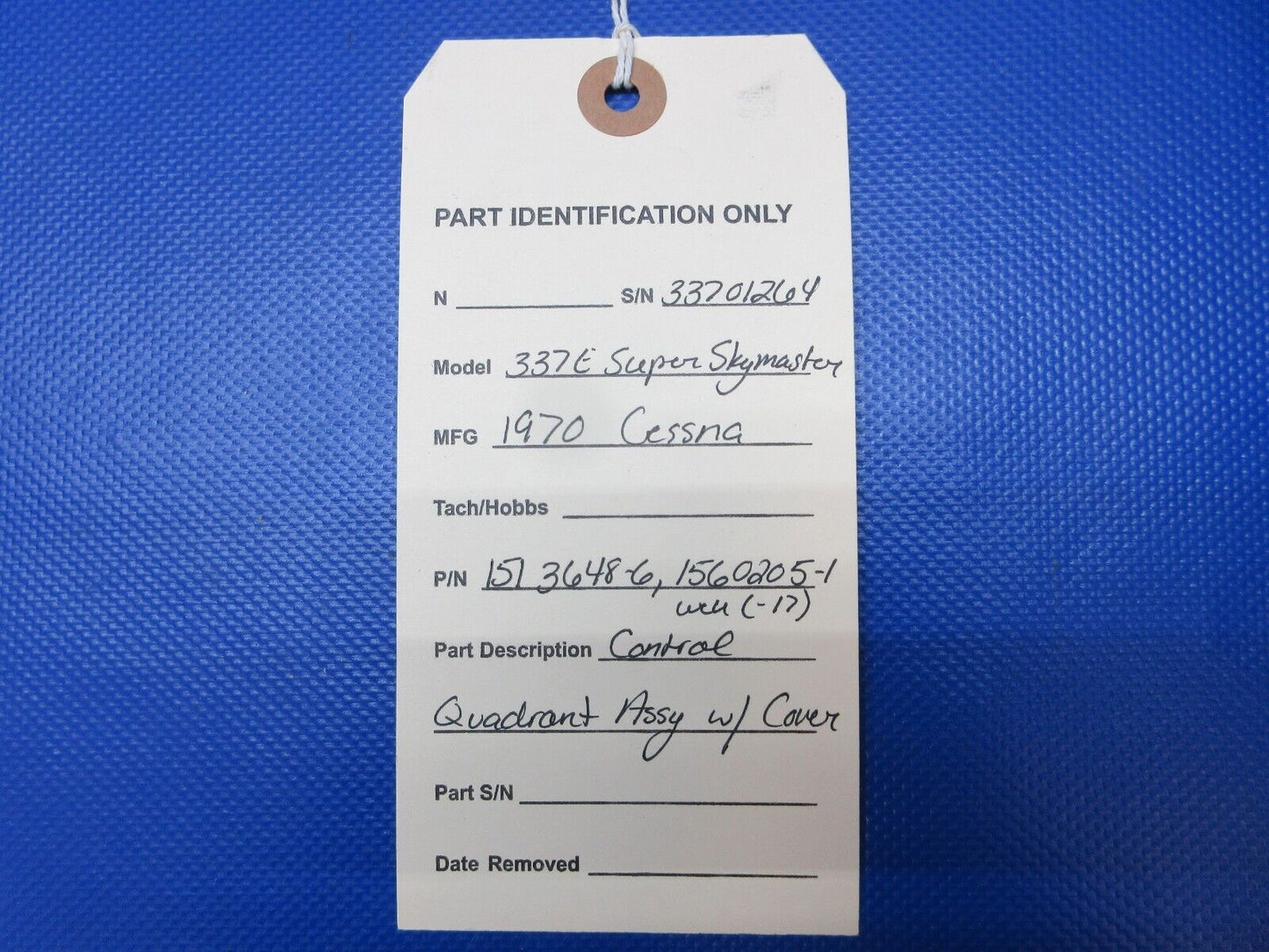 Cessna 337 / 337E Control Quadrant Assy w/ Cover P/N 1513648-6 (1223-1463)