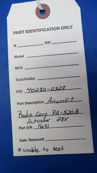 Aircraft Radio Corp. PA-520B Actuator 28V P/N 40280-0328 (0523-823)