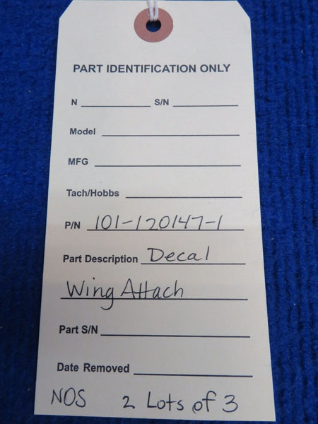 Beechcraft Decal Wing Attach P/N 101-120147-1 LOT OF 3 NOS (0622-396)