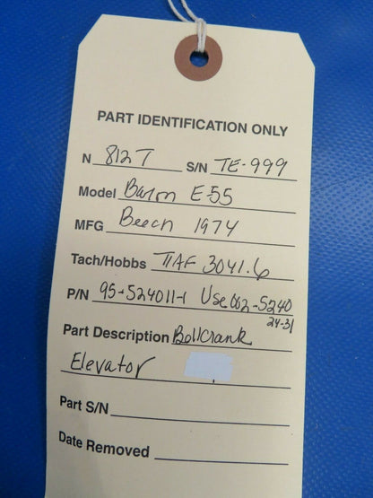 Beech Baron E-55 Bellcrank Elevator 95-524011-1 ALT P/N 002-524024-31 (0120-44)