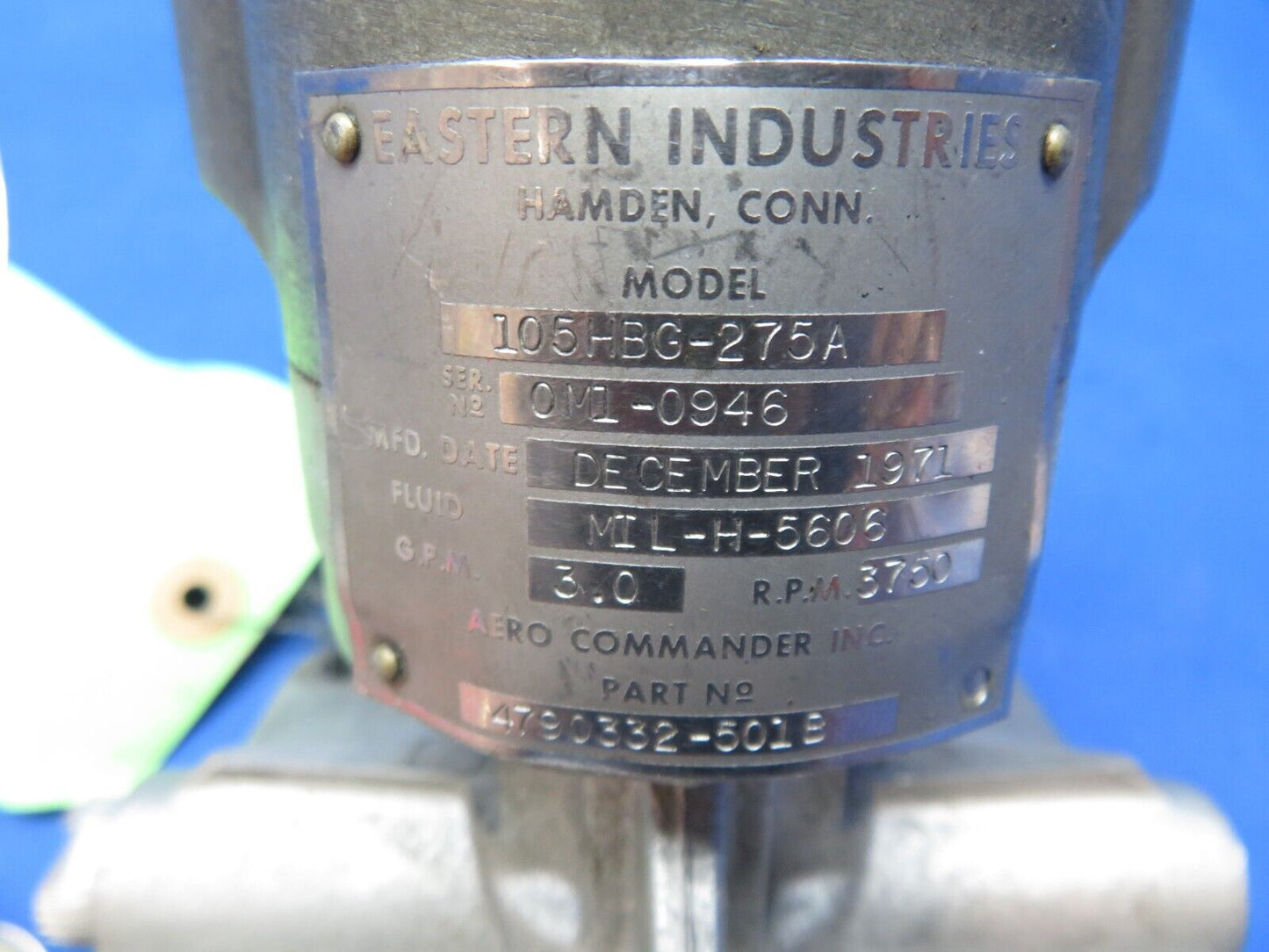 Aero Commander Inc. Hydraulic Pump P/N 4790332-501B CORE (1123-286)
