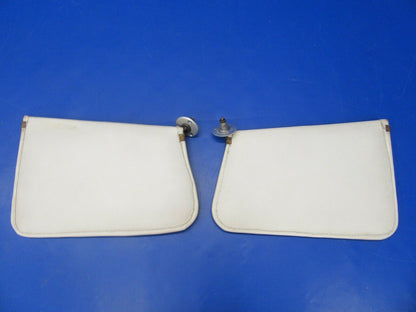 Beech Baron D55 Sun Visors Off White Leather 1 PAIR P/N 106-530032-7 (0418-158)