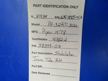 Piper PA-32RT-300 Lance II Stabilator Trim Tab RH 38399-03, 38399-003 (0720-347)