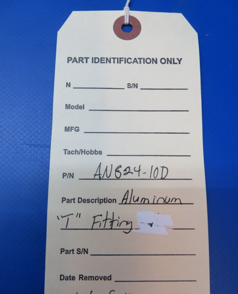 Aluminum "T" Fitting P/N AN824-10D LOT OF 5 NOS (1222-312)