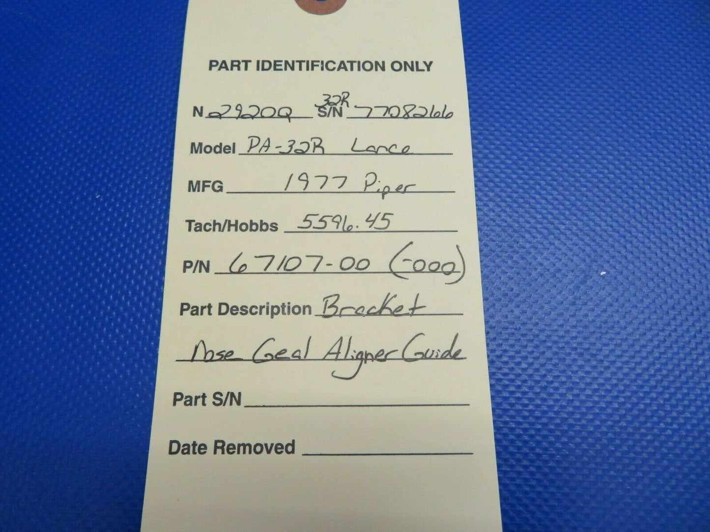 Piper PA-32R-300 Lance Bracket Nose Gear Aligner Guide P/N 67107-00 (0121-419)