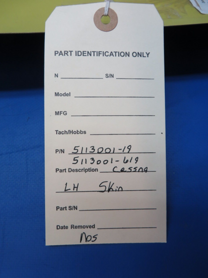Cessna LH Skin P/N 5113001-19, 5113001-619 NOS (0923-625)