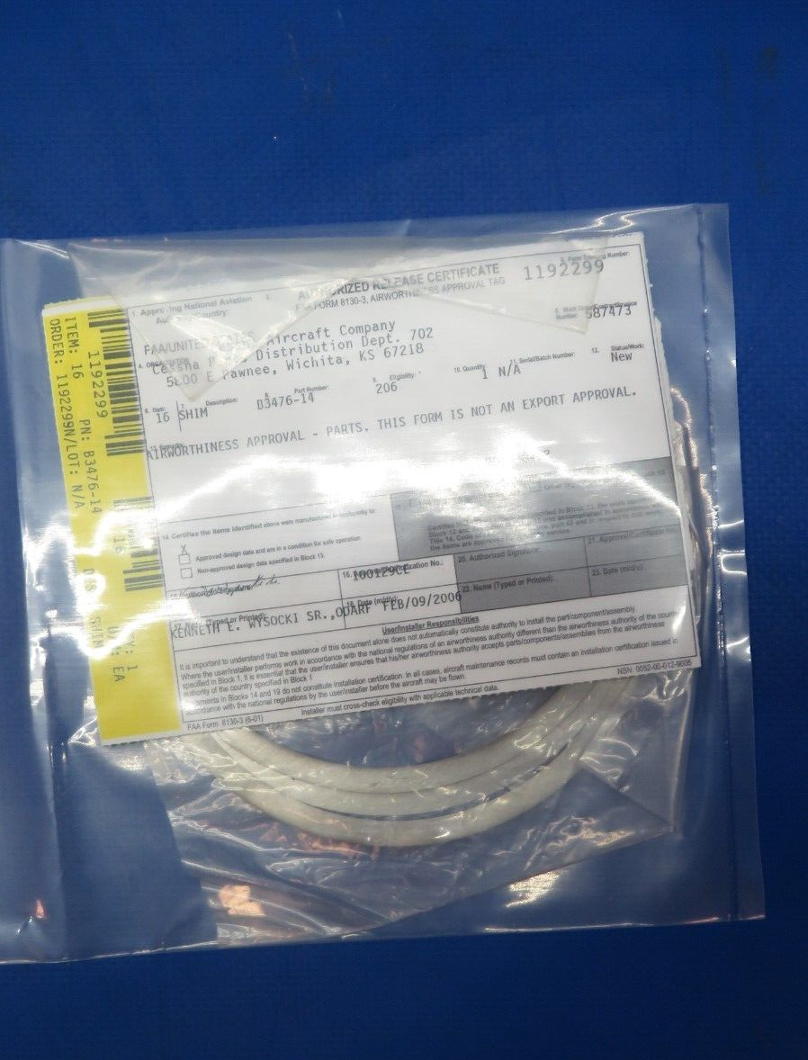 McCauley Propeller Shim w/ 8130 P/N B3476-14 LOT OF 3 NOS (0523-264)