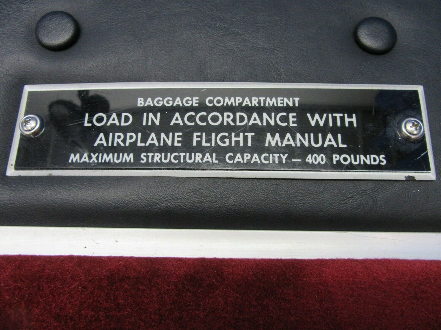 Beech Baron 95-B55 Cabin Baggage Door NO KEY P/N 35-410070-608 (1121-312)