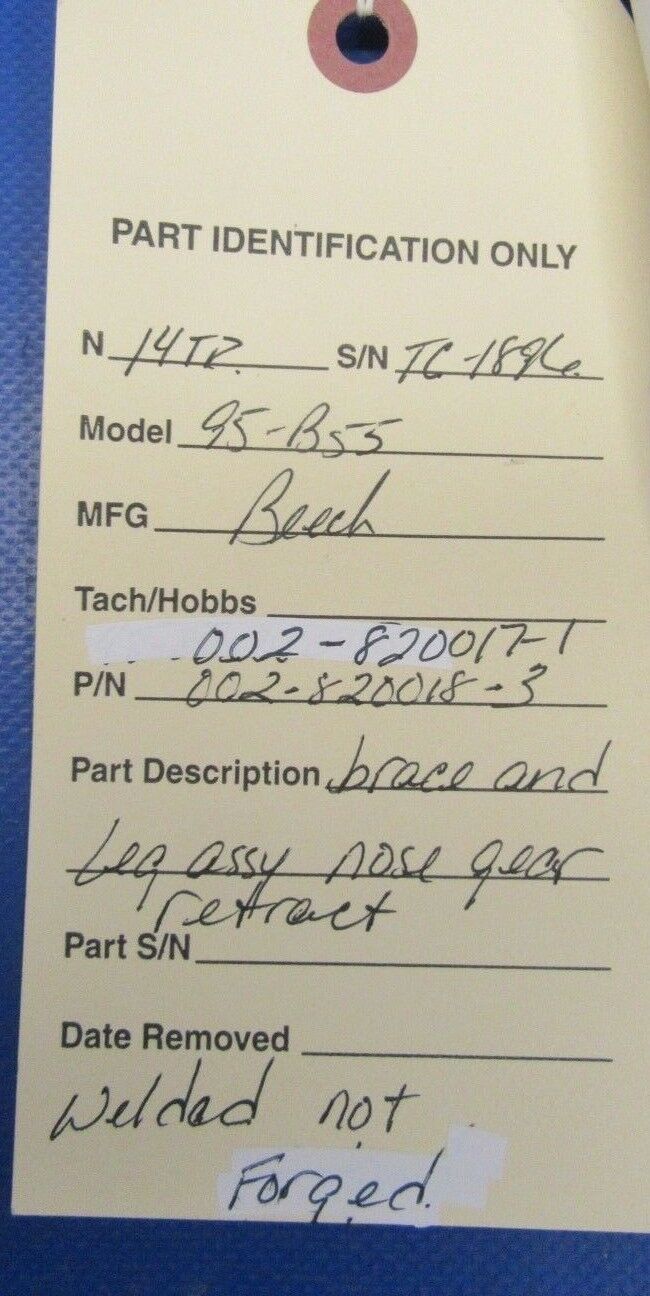 Beech Baron Brace & Leg Assy Nose Gear Retract 002-820018-3 WELDED (1118-06)