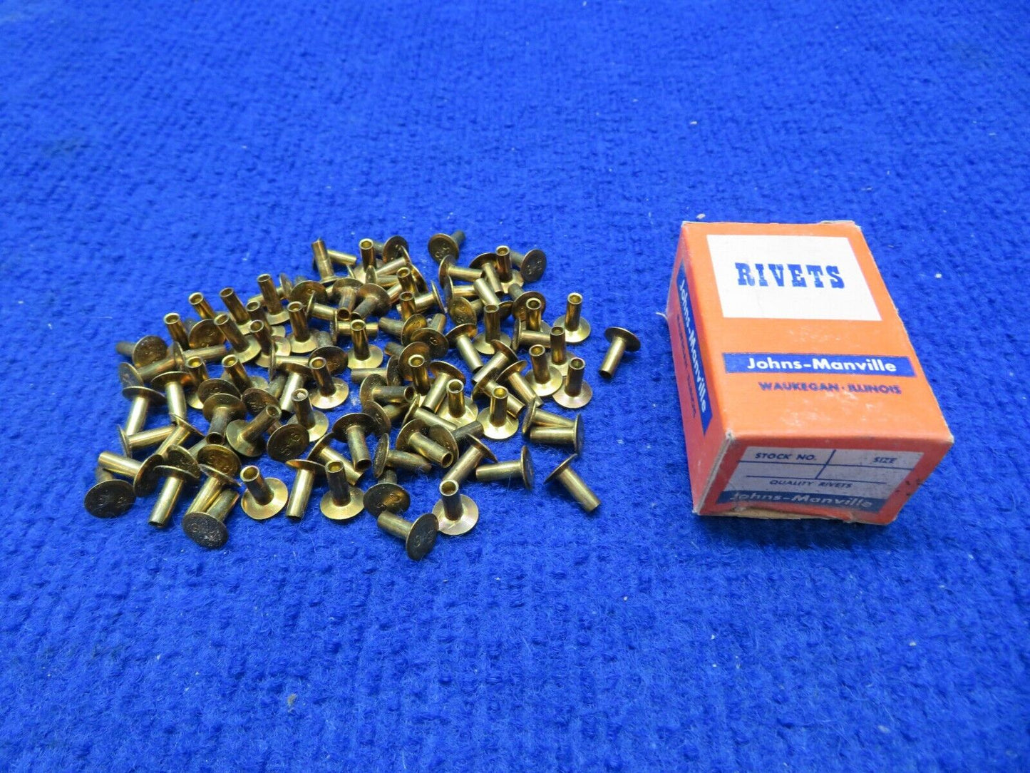 9/64 X 3/8 Hollow-End Brass Tubular Brass Rivet LOT OF 2200 NOS (0722-124)