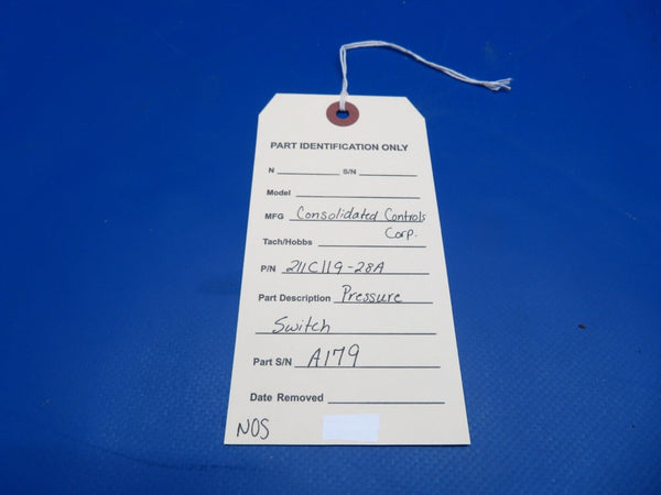 Consolidated Controls Corp. Pressure Switch P/N 211C119-28A NOS (0922-745)