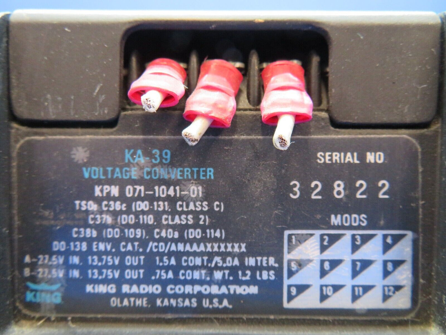King KA-39 Voltage Convertor 28V P/N 071-1041-01 (1223-1006)