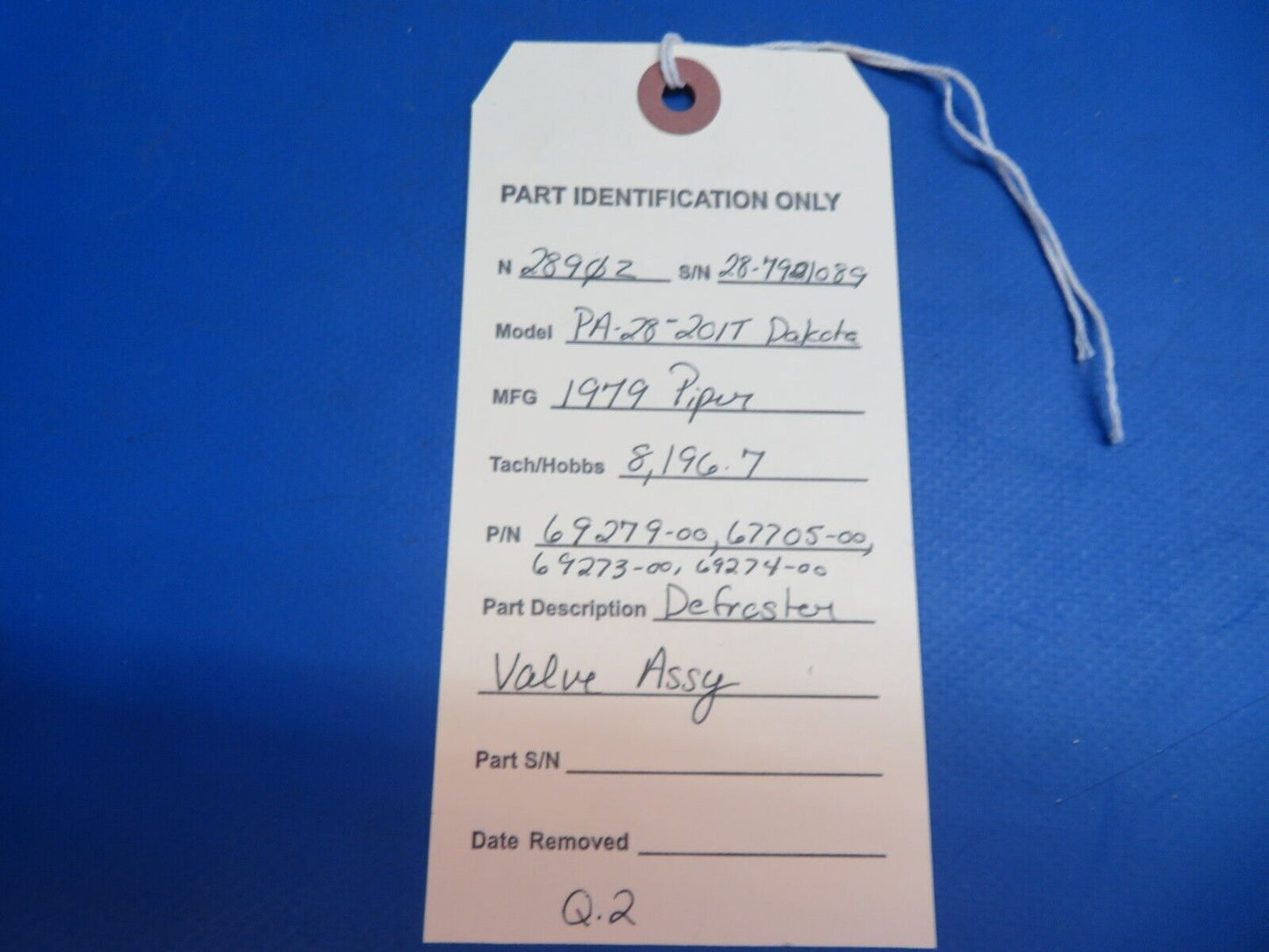 Piper PA-28-201T Dakota Defroster Valve Assy P/N 69279-00, 67705-00 (1222-670)