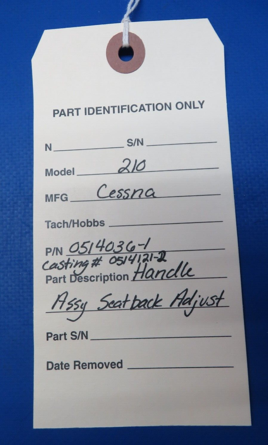 Cessna 210 Handle Assy Seatback Adjust P/N 0514036-1 (0523-289)