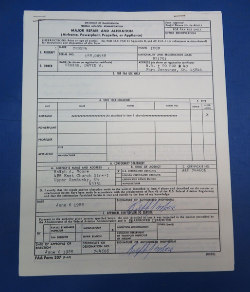 Cessna 188B AGpickup Automatic Flagman Model #4 w/ STC P/N 4-12V (0723-618)