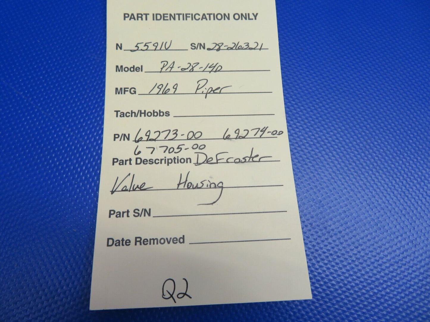 Piper PA-28-140 Defroster Valve Housing P/N 69273-00, 69273-000 (1220-412)