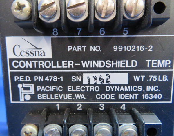 Piper Aerostar 602P Cessna Controller Windshield Temp P/N 9910216-2 (0123-654)