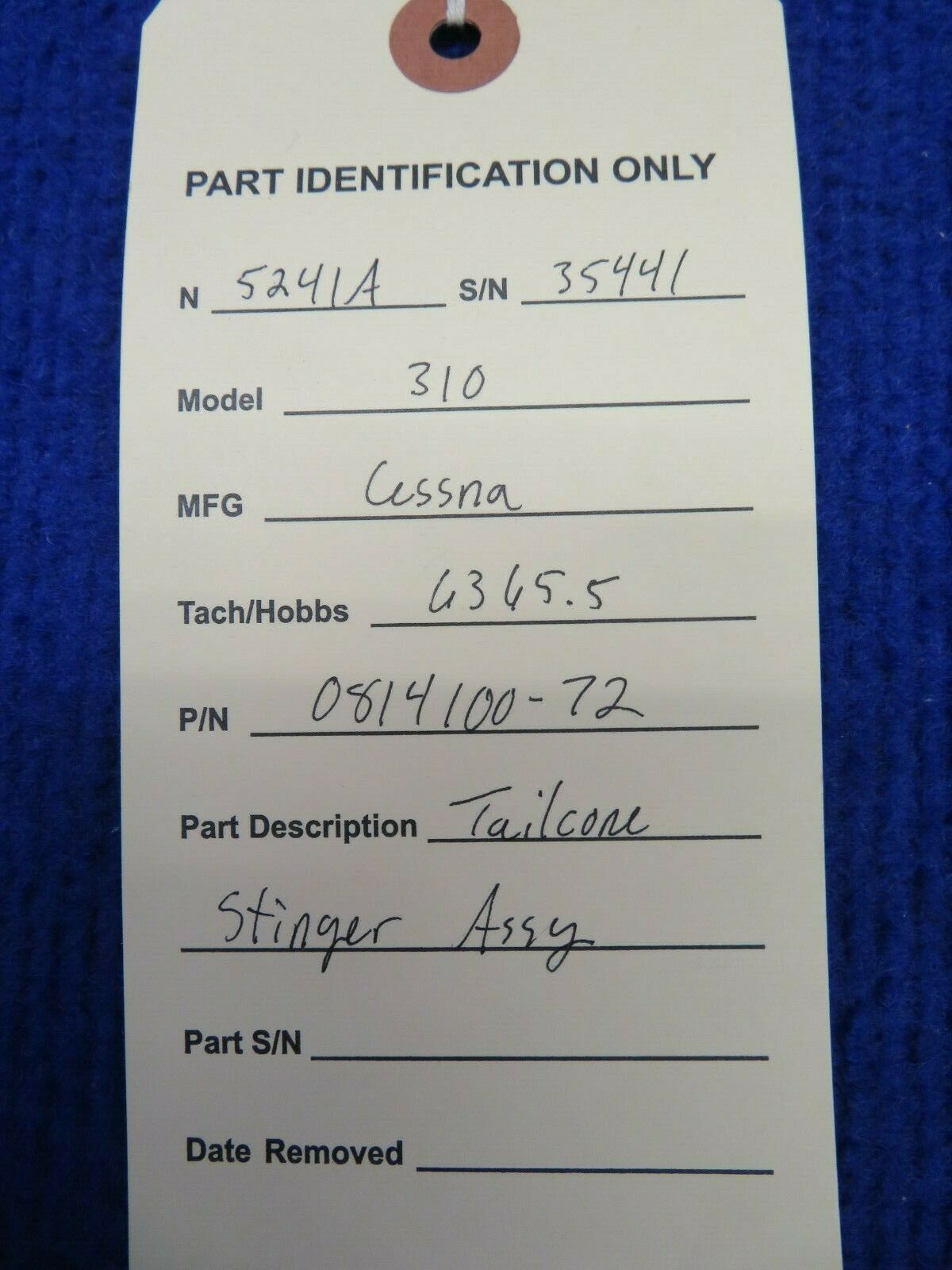1956 Cessna 310 Tailcone Stinger Assembly P/N 0814100-72 (0422-467)
