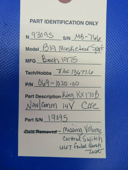 King KX 170B NAV / COMM 14V 069-1020-00 CORE / PARTS (0521-07)