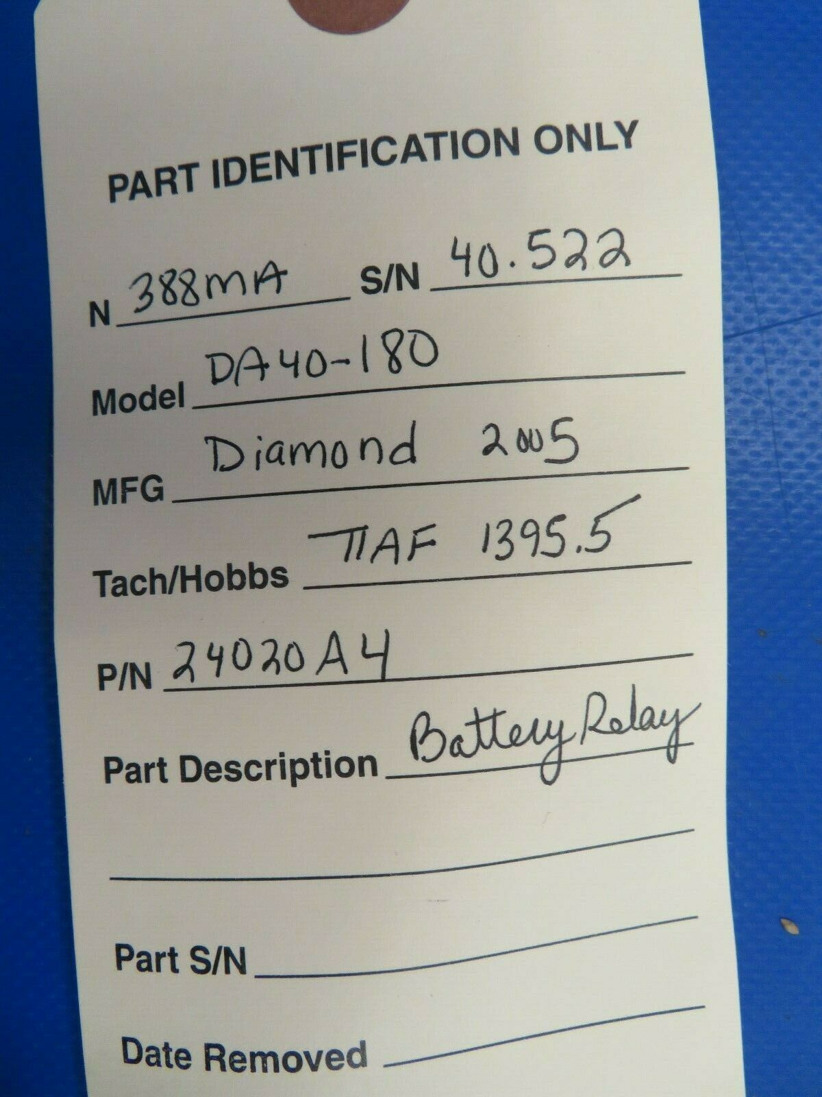 Diamond DA40-180 Battery Relay Cable 24020A4 (0220-11)