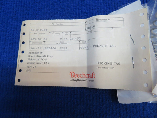 Beechcraft Spring P/N 50-810355 LOT OF 2 NOS (0622-439)