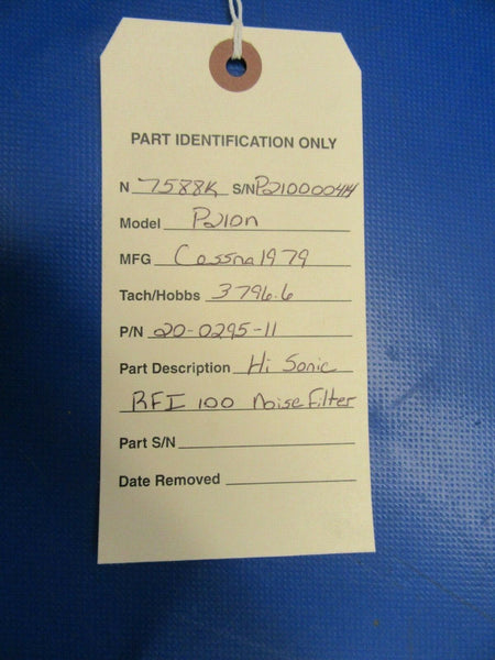 Cessna P210N / 210 Hi-Sonic RFI 100 Noise Filter P/N 20-0295-11 14V (1019-125)