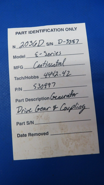 Continental E-Series Generator Drive Gear & Coupling P/N 530997 (0523-913)