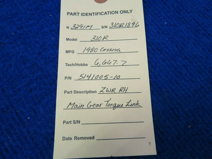 Cessna 310 / 310R Main Gear Torque Link LWR RH P/N 5141005-10 (0422-35)