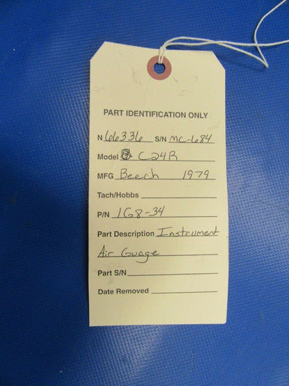 Beech Sierra Airborne Instrument Air Guage P/N 1G8-34 (0119-280)
