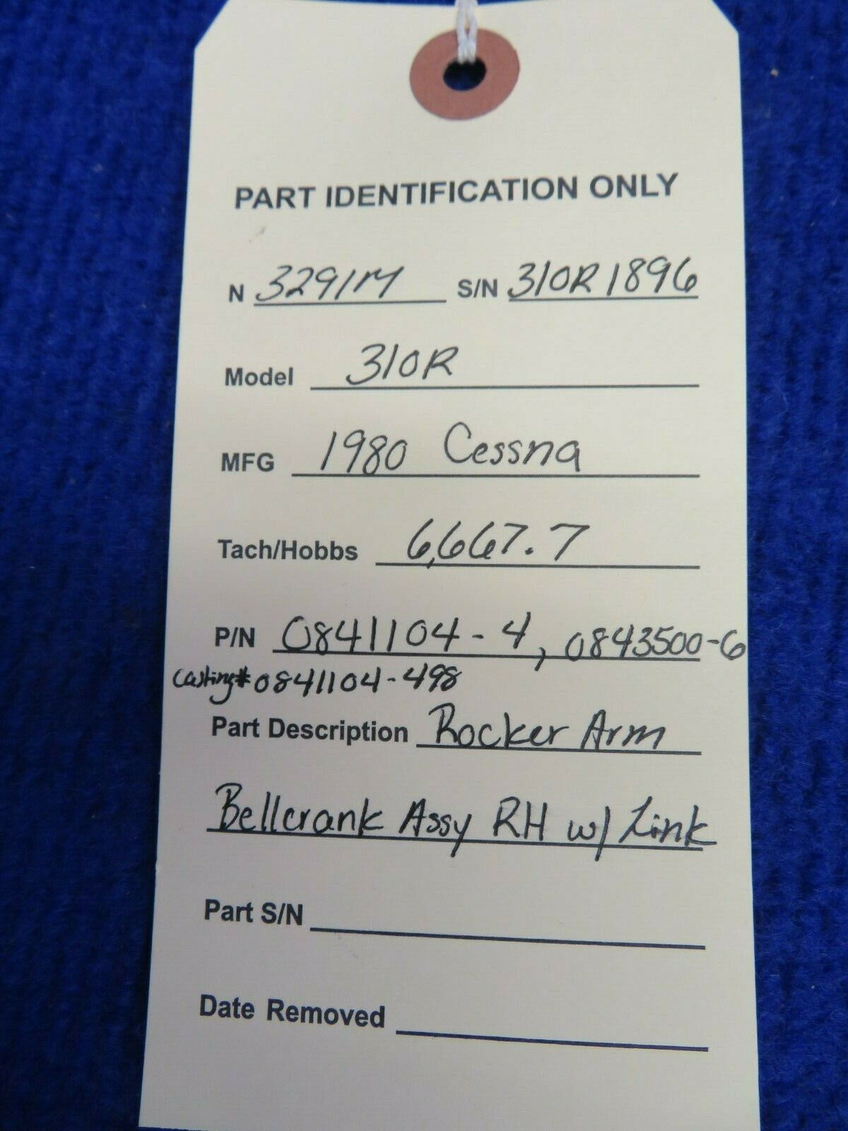 Cessna 310 / 310R Rocker Arm Bellcrank RH w/ Link P/N 0841104-4 (0422-370)