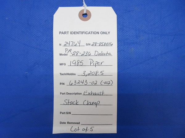 Piper PA-28-236 Dakota Exhaust Stack Clamp P/N 63243-02 LOT OF 5 (0723-104)