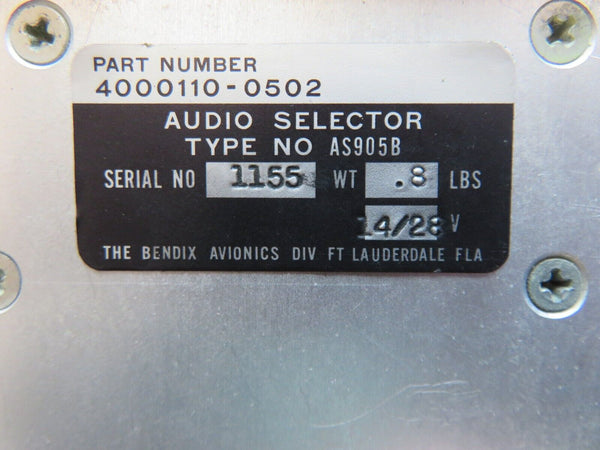 Bendix Audio Selector 14/28V P/N 4000110-0502 (0124-264)