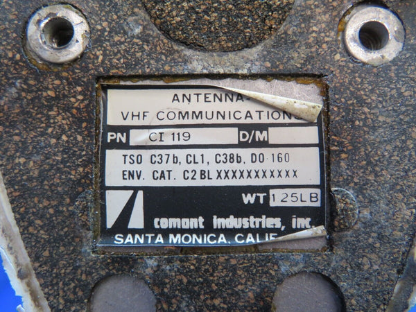 Beech 95-B55 Baron Comant VHF Communications Antenna P/N CI119 (1222-963)