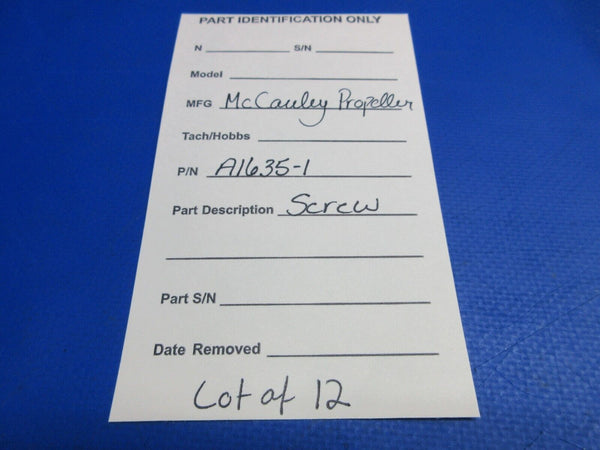 McCauley Threaded Propeller Screw LOT OF 12 P/N A1635-1 (0523-403)