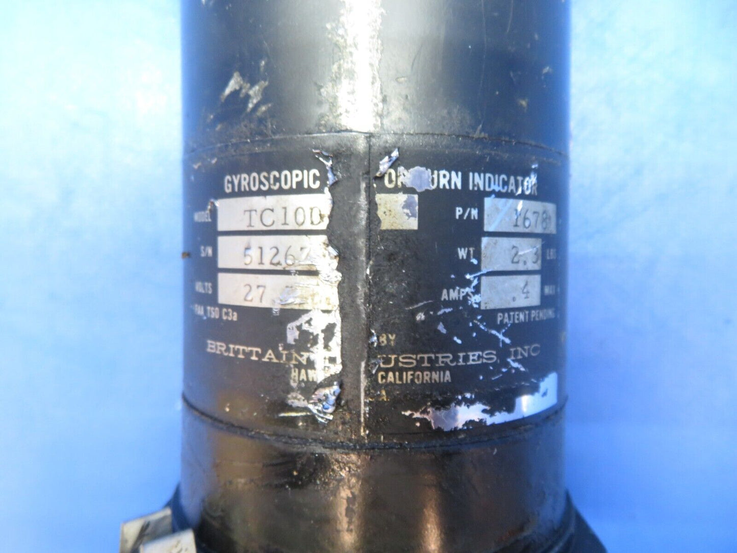 Brittain Gyroscopic Turn Coordinator 28v P/N 1678 CORE (0823-305)