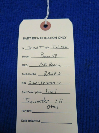 Beech 58 Baron Fuel Transmitter LH OTBD P/N 002-381000-1 (0322-711)