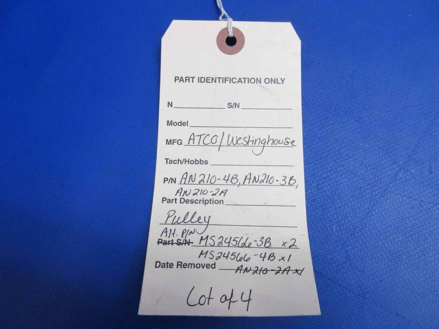 ATCO / Westinghouse Pulley P/N AN210-4B, AN210-3B, AN210-4A LOT OF 4 (0523-530)