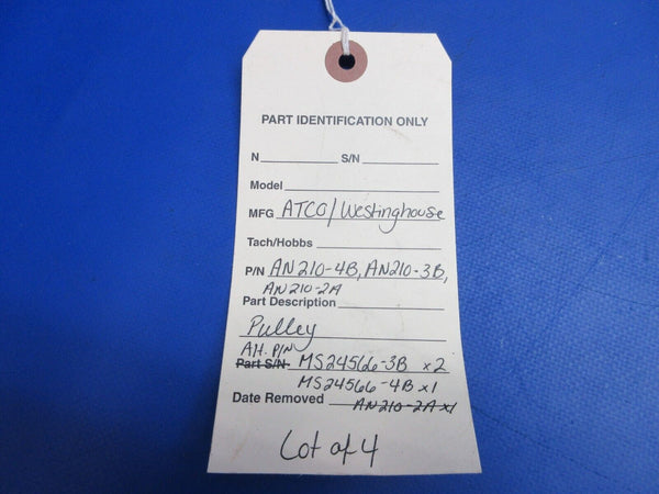 ATCO / Westinghouse Pulley P/N AN210-4B, AN210-3B, AN210-4A LOT OF 4 (0523-530)