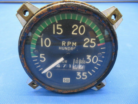 Stewart Warner RPM Tachometer & Hour Counter CURVED GLASS 815020 (1020-05)