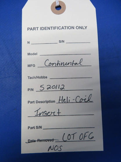Continental Heli - Coil Insert P/N 520112 LOT OF 6 NOS (0923-709)