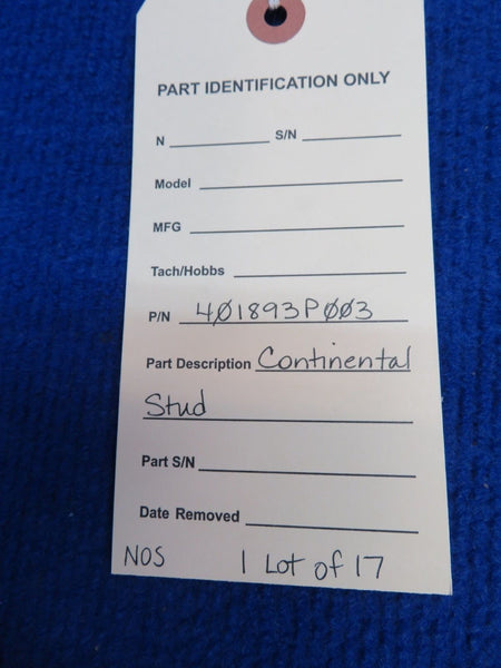 Continental Stud P/N 401893P003 LOT OF 17 NOS w/ 8130 (0622-328)