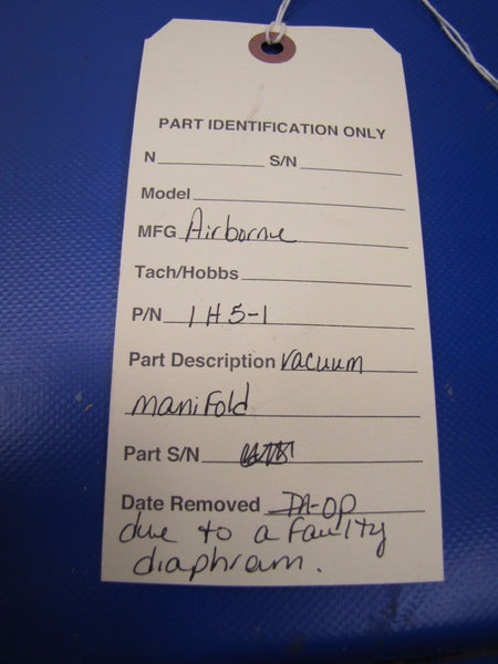 Airborne Vacuum Manifold P/N 1H5-1 CORE - Faulty Diaphragm (0417-42)