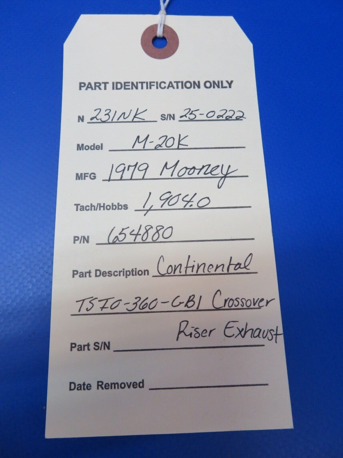 Mooney Continental TSIO-360-GB1 Crossover Riser Exhaust P/N 654880 (0922-383)