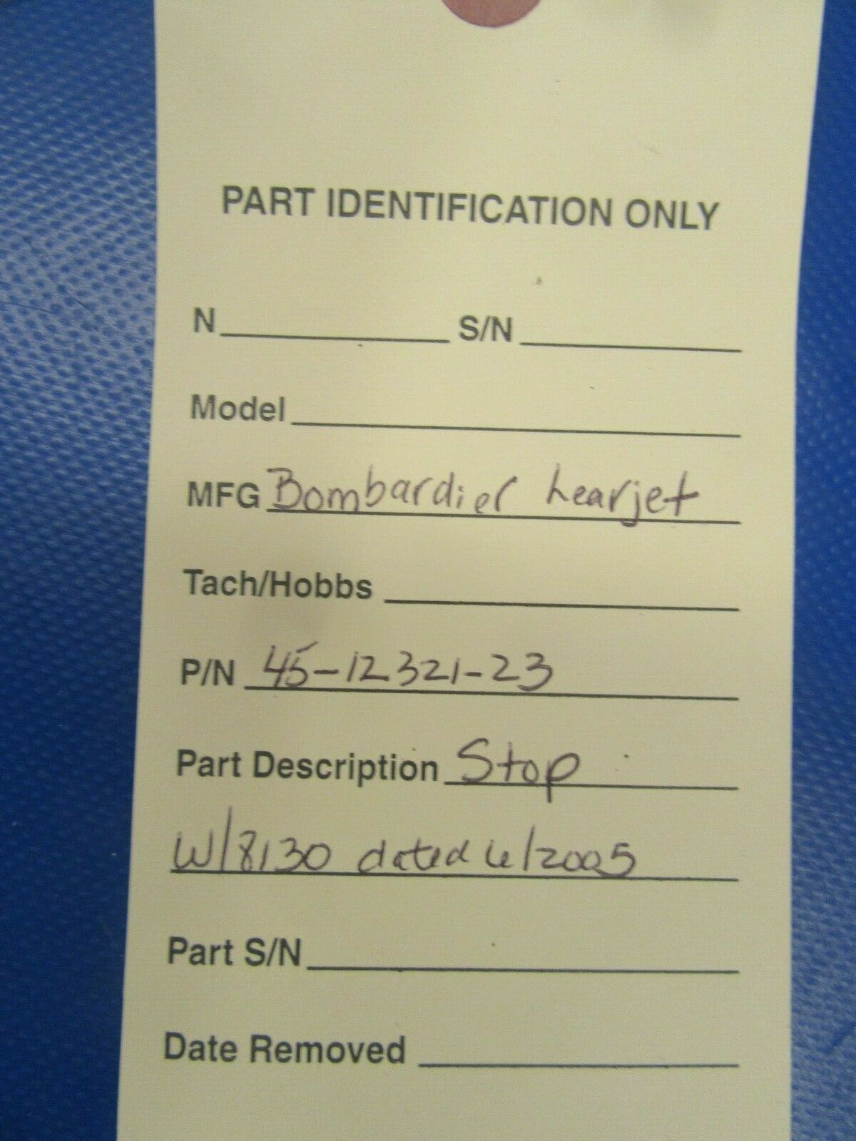 Bombardier Learjet M55 Stop 45-12321-23 NOS w/8130 (0419-288)