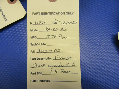 Piper Exhaust Stack Cylinder #6 LH Rear 38137-02, 38137-002 (0321-371)