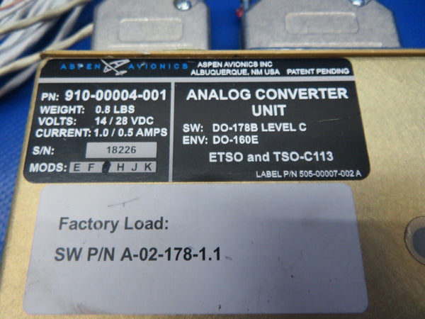 Aspen EFD1000 w Antenna Analog Converter 910-00001-001 TESTED w/8130 (0124-257)