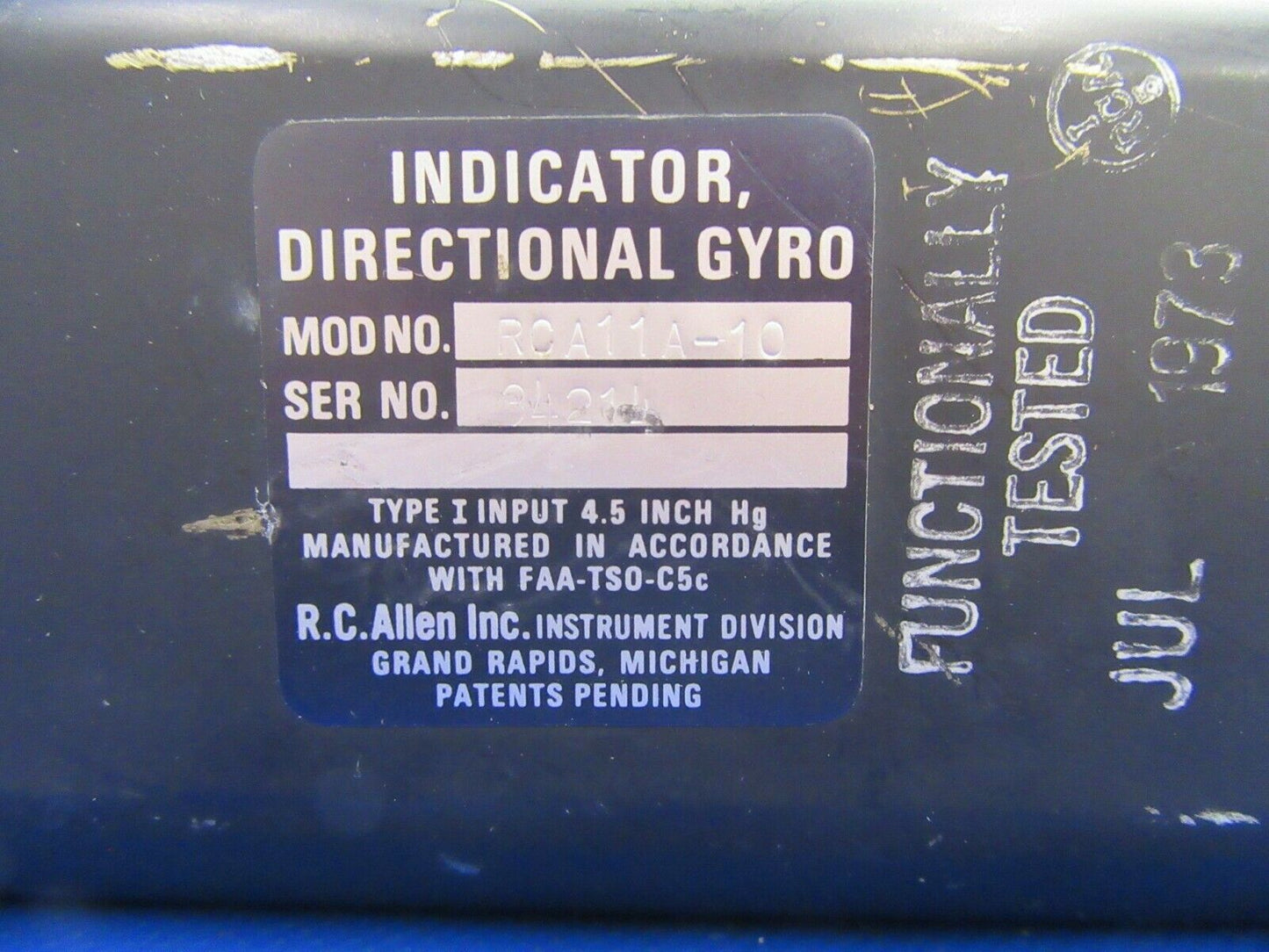 R.C. Allen Direction Gyro Indicator P/N RCA11A-10 (0521-636)