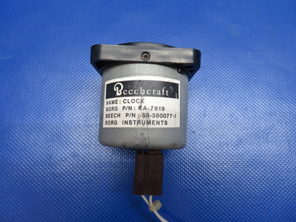 Borg Electric Clock P/N CA-7619, 58-380077-1 TESTED (0324-1734)
